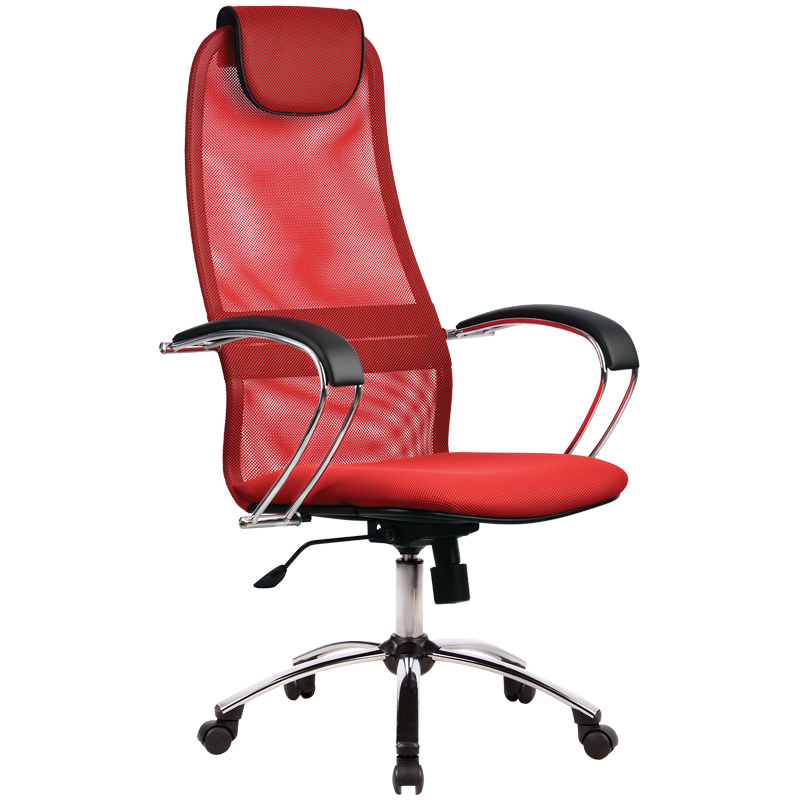 Кресло руководителя Метта "Business" BK-8 CH, ткань-сетка красная №22, механизм качания