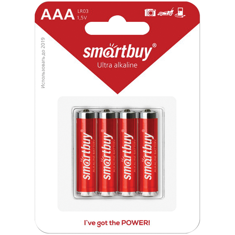Батарейка алкалиновая Smartbuy LR03/4B (48/480) (SBBA-3A04B)