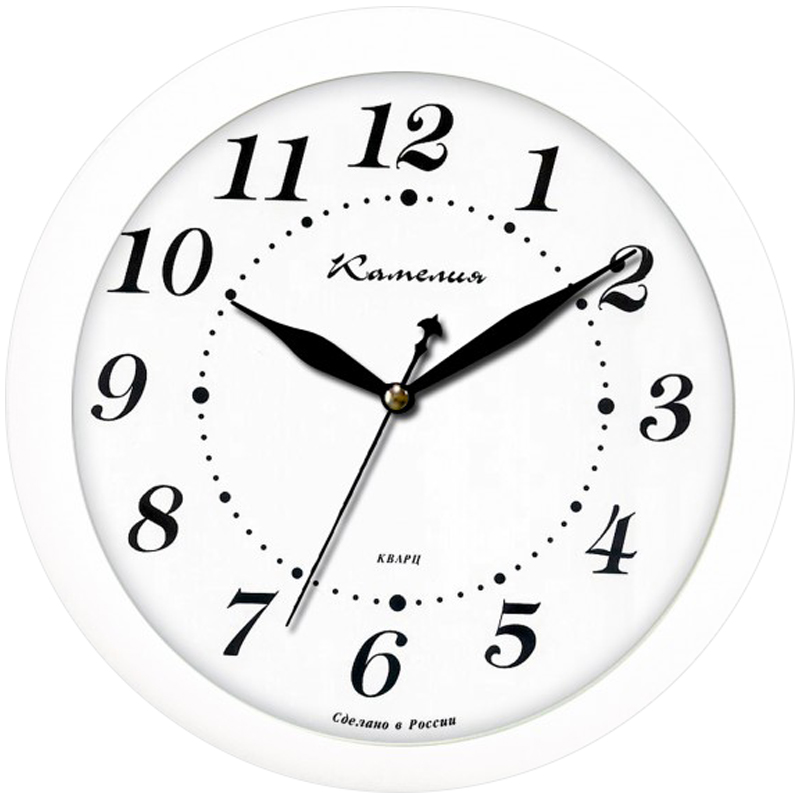 Часы настенные ход плавный, Камелия "Классика в белом", круглые, 29*29*3,5, белая рамка